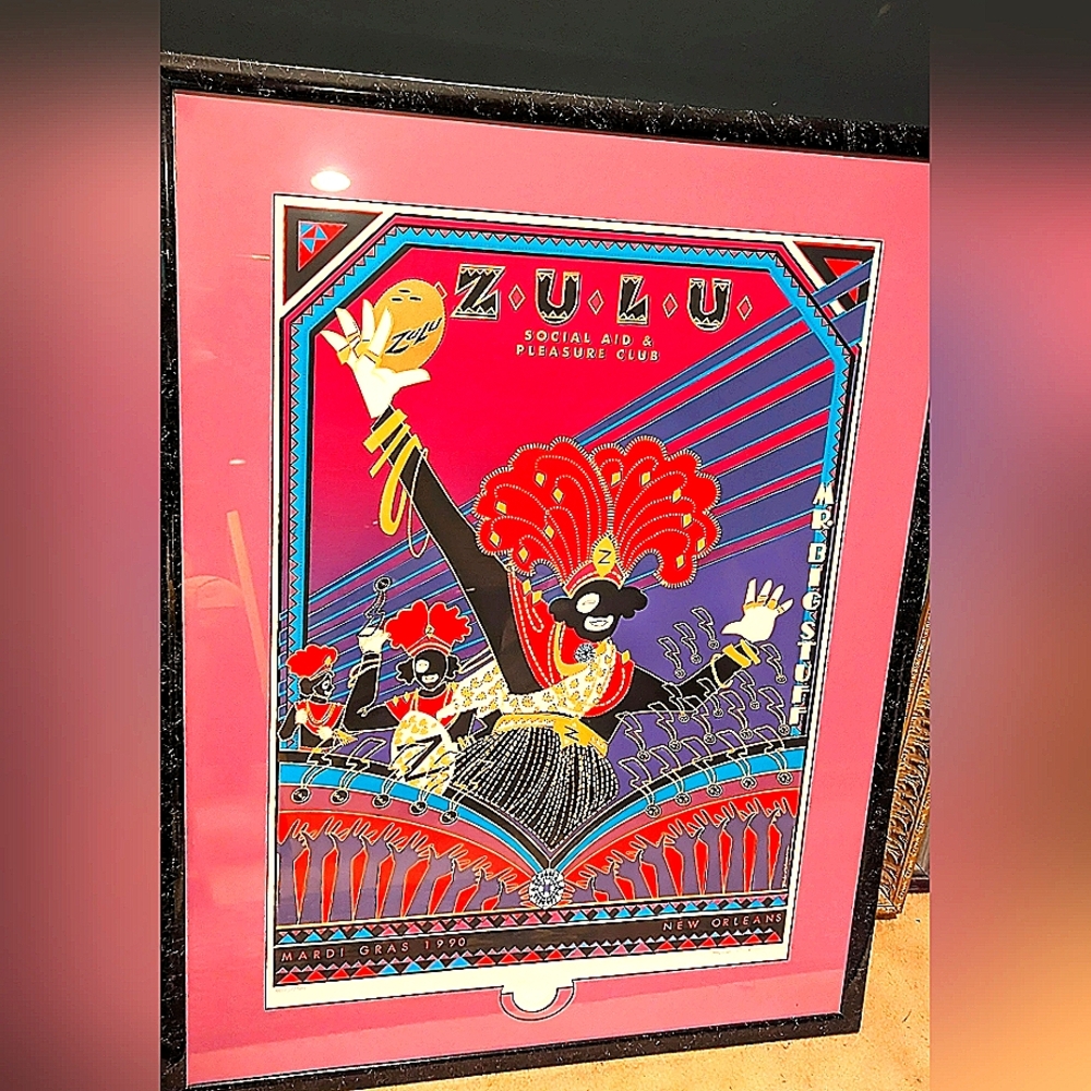 RARE ZULU Social Aid & Pleasure Club Poster Mardi Gras Signed & Numbered